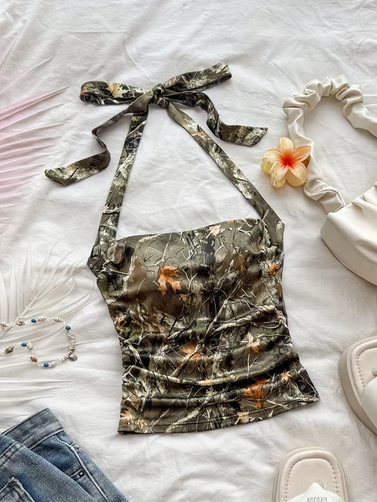 Regata Feminina Y2K | Estampa Resort Costas Abertas Babados Alças Verão XS-XL