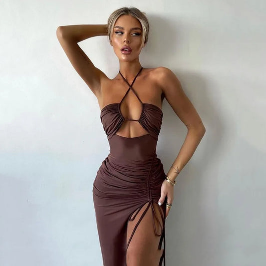 Vestido Midi Bodycon Sem Costas | Sem Mangas Sexy Clube & Festa