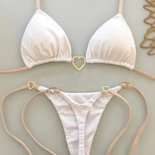 Conjunto Biquíni Feminino 2 Peças | Cor Sólida | Amarre | Sem Fio com Almofada | Algodão | 9 Cores | S ao L