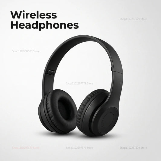Headphones Desportivos P47 Bluetooth 5.0 — Dobráveis, ANC, Microfone, 6h Autonomia | Preto e Branco