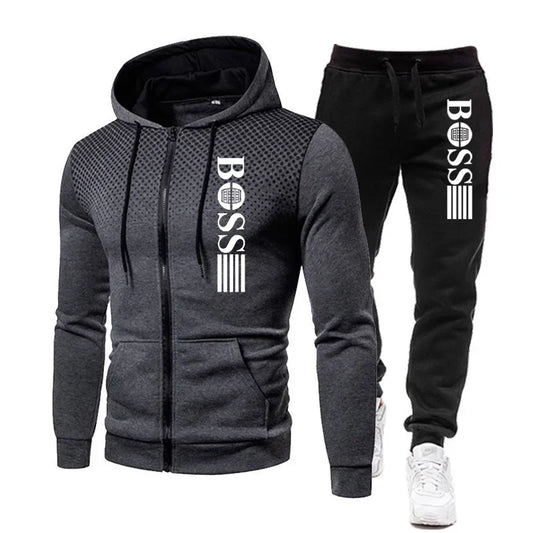 Conjunto Masculino 2 Peças | Hoodie Zip + Calças Desportivas | Poliéster | 15 Cores | S ao XXXL | Outono Inverno