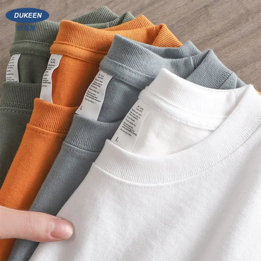 Camiseta Masculina de Algodão Pesado 280gsm — Manga Curta, Gola Redonda, Cor Sólida