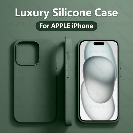 Capa de Silicone Líquido de Luxo para iPhone — Anti-Riscos, Anti-Impressão Digital, À Prova de Choque