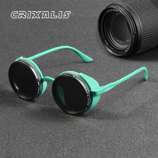 Óculos de Sol Steampunk Polarizados | Lentes ND Ajustáveis | UV400 | Estilo Retro