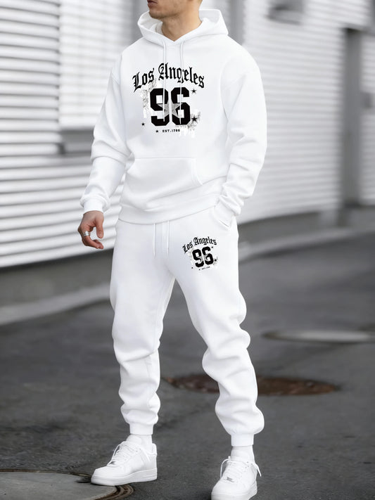 Conjunto Masculino 2 Peças | Hoodie + Calças Velo | 100% Poliéster | Casual | 8 Cores | M ao XXL
