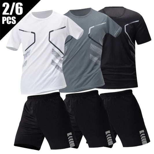Conjunto Masculino Camiseta + Calções Verão | Pack 2, 4 ou 6 Peças | Várias Cores | S a XXL