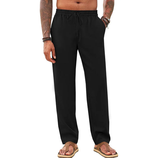 Calças Masculinas Linho e Algodão | Perna Reta | Casual e Praia | 6 Cores | S ao XXXL