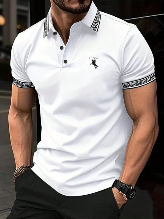 Camisa Polo Masculina | Manga Comprida | Estampa Listrado 3D | 4 Cores | S ao XXL