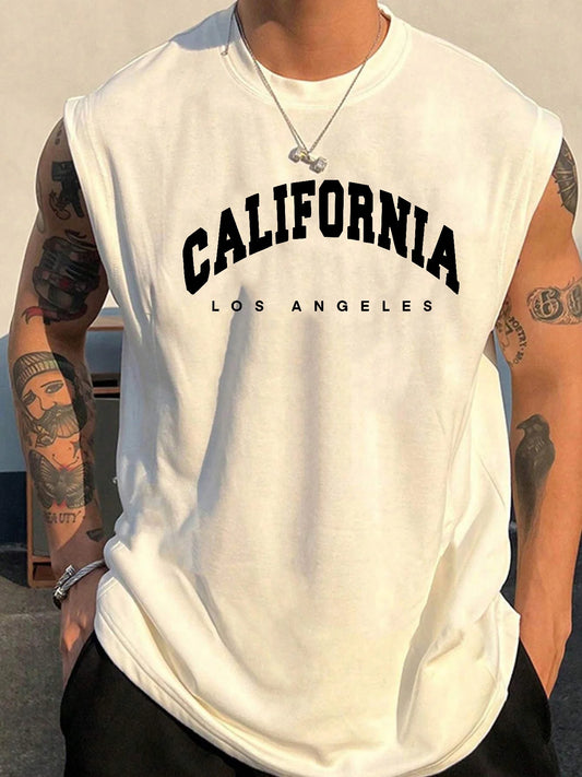 Regata Masculina 100% Algodão | Estampa California | Gola Redonda | Sem Mangas | 4 Cores | S ao XXL