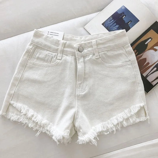 Shorts Jeans Cintura Alta | Bainha Crua | 4 Cores