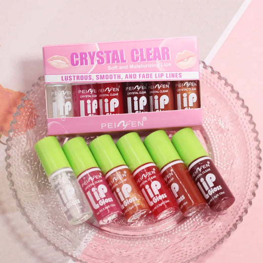 Kit 6 Gloss Labial Hidratante – Efeito Espelhado, Brilho Intenso e Não Pegajoso