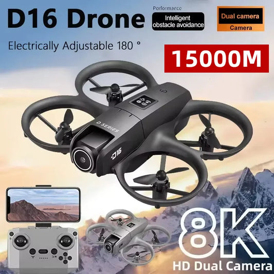 Drone D16 Mini | Câmera Dupla 8K | GPS | Evitação de Obstáculos | Ângulo 180° | Alcance 20km | 5 Versões