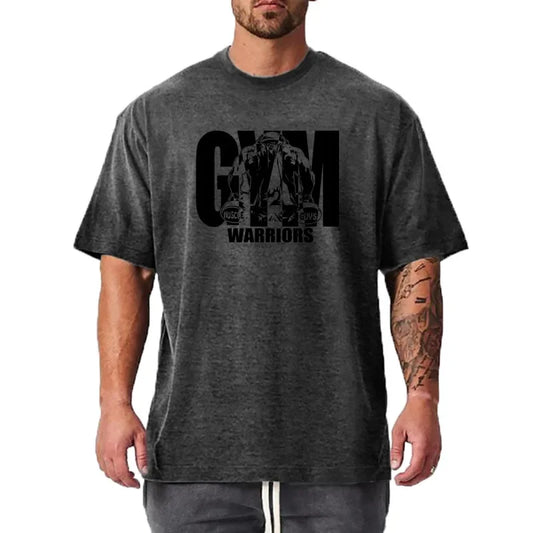 Camiseta Oversized Masculina — Algodão, Ombro Caído, Ginásio e Musculação