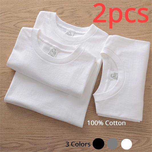 Pack 2 T-Shirts Masculinas | 100% Algodão | Gola Redonda | 6 Combinações | M ao 4XL