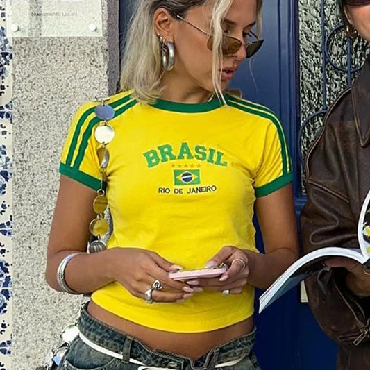 Crop Top Brasil 🇬🇧 | Estética Y2K 90s Streetwear Vintage Verão