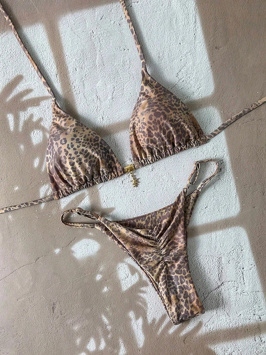 Conjunto Biquíni Feminino Halter | Estampado Floral, Listrado e Leopardo | Sem Fio | Micro | 5 Estampas | S ao L