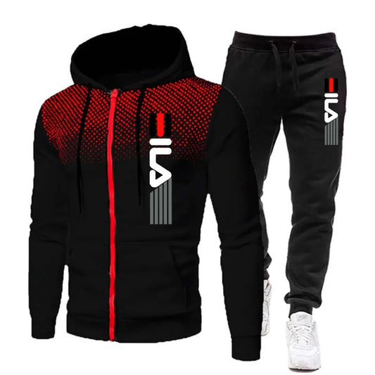 Conjunto Masculino Hoodie + Calças | Velo Poliéster | Zíper | 5 Cores | S ao XXL