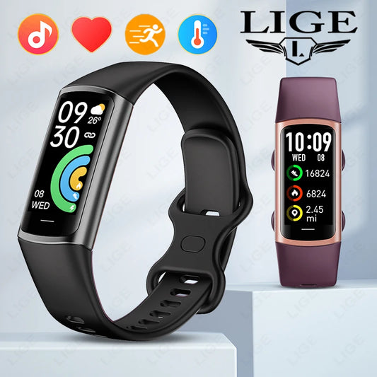 Smartwatch LIGE Unissexo — Monitor Cardíaco, SpO2, Temperatura, Sono | 5 Cores