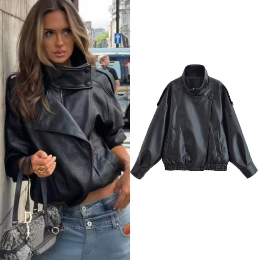 Jaqueta Couro Sintético Feminina Moto Biker | Manga Comprida | 5 Cores | XS a L