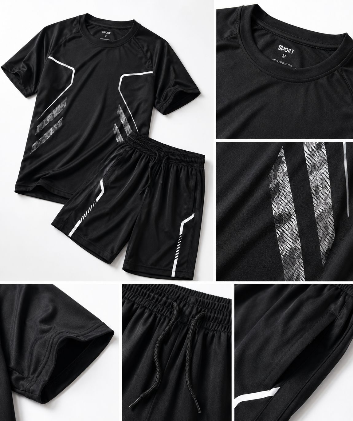 Conjunto Desportivo Masculino T-shirt e Shorts de Verão