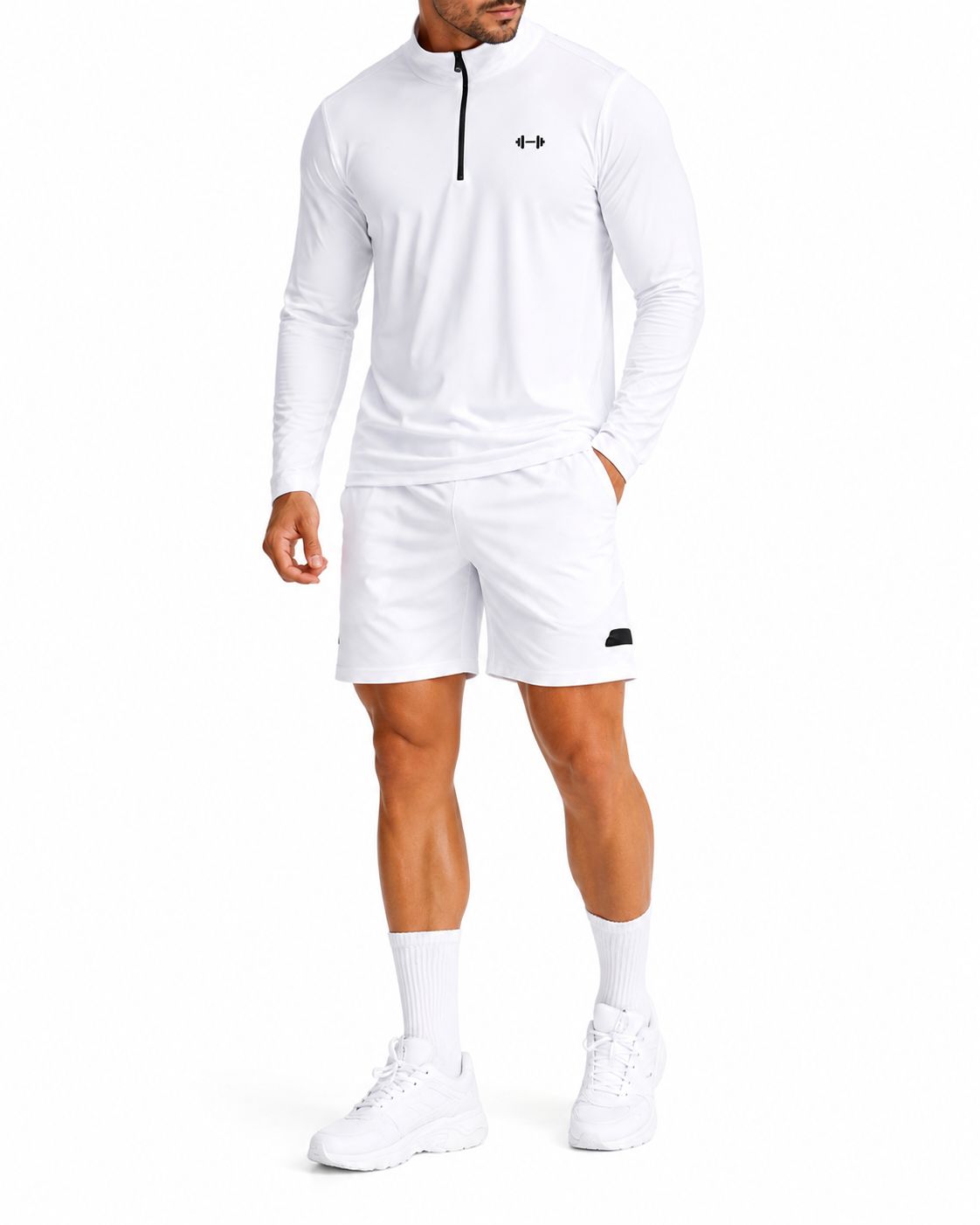 Conjunto Desportivo Masculino com Meio-Fecho e Padrão Geométrico