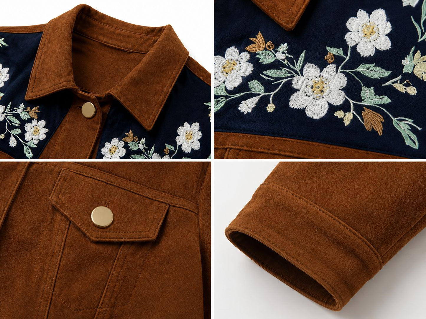 Jaqueta com Bordado Floral e Lapela