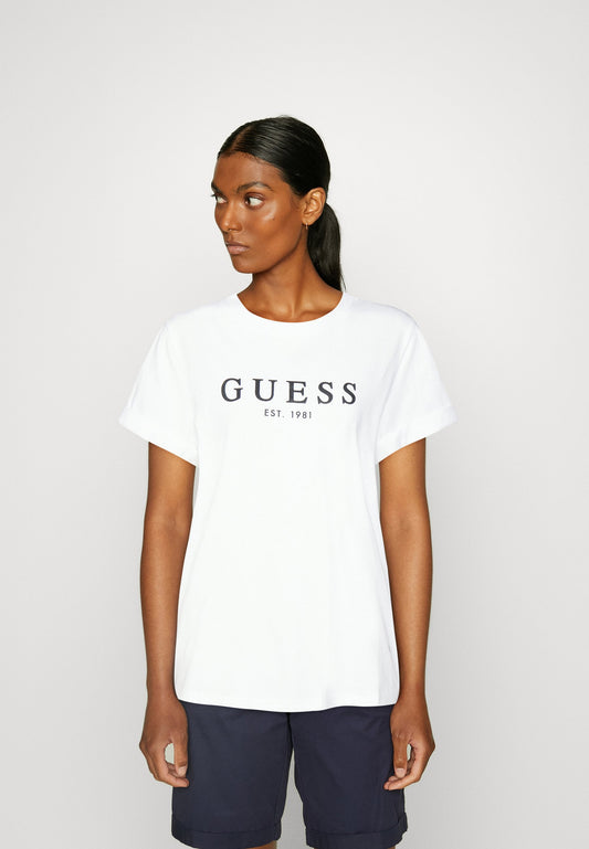 ROLL CUFF — T-Shirt Estampada Guess | Pure White