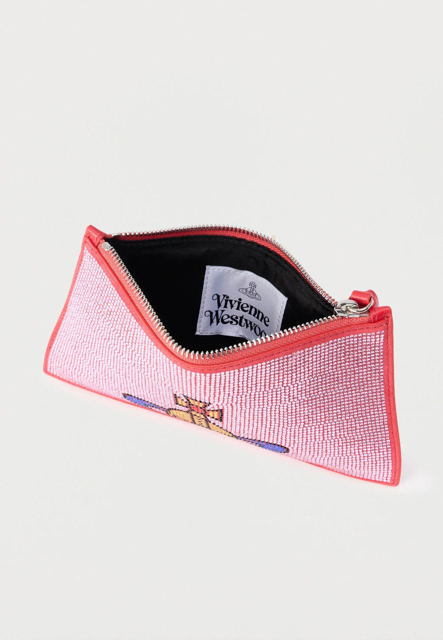 Vivienne Westwood | SMALL FLAT ZIP Carteira de Mão Rosa em Pele