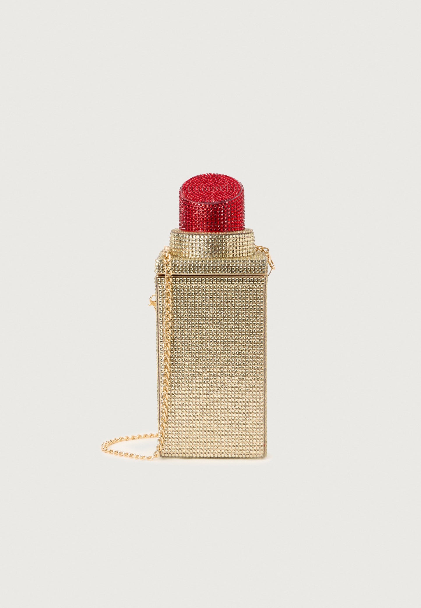 Even&Odd | Clutch Dourada LIPSTICK com Strass e Alça a Tiracolo