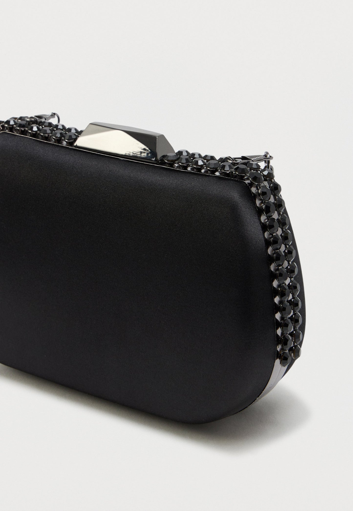 Mascara | Clutch Bag Preta com Strass e Alça a Tiracolo