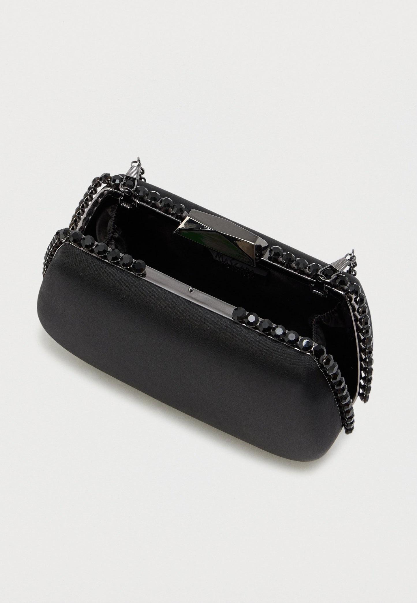 Mascara | Clutch Bag Preta com Strass e Alça a Tiracolo