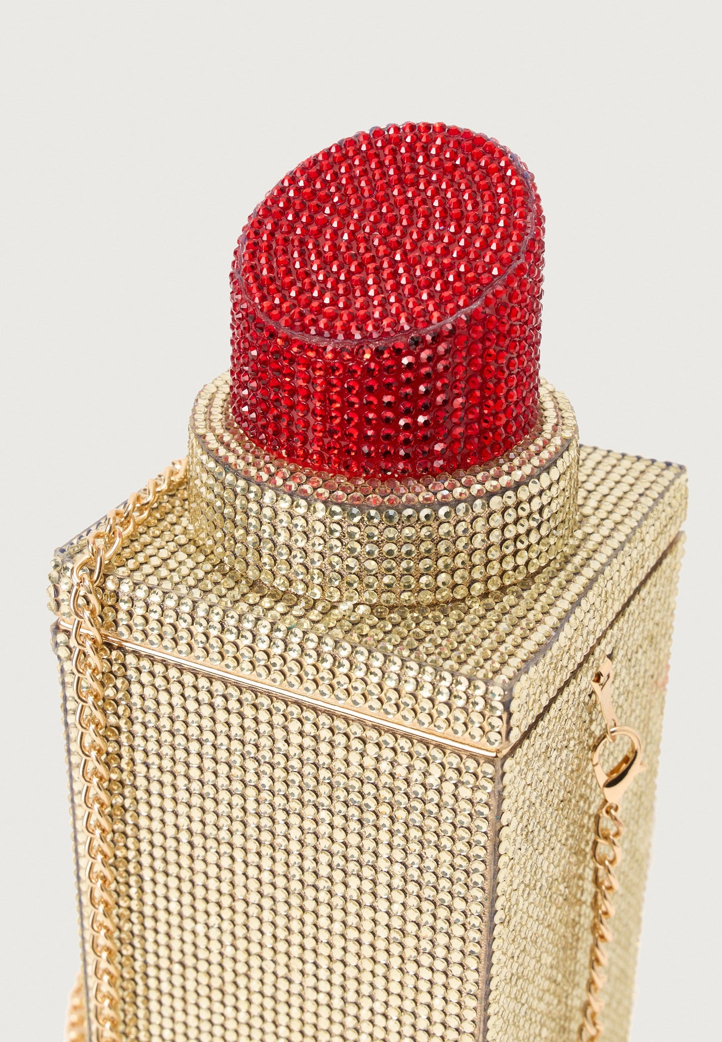 Even&Odd | Clutch Dourada LIPSTICK com Strass e Alça a Tiracolo