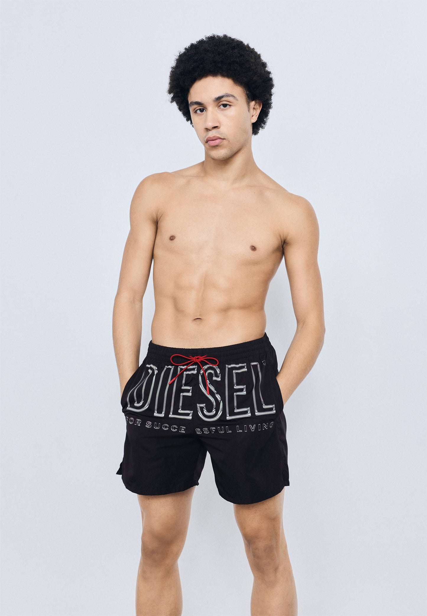 Diesel | SOCCER-41-D-CORE Calções de Banho Preto | Bolsos Laterais e Traseiro