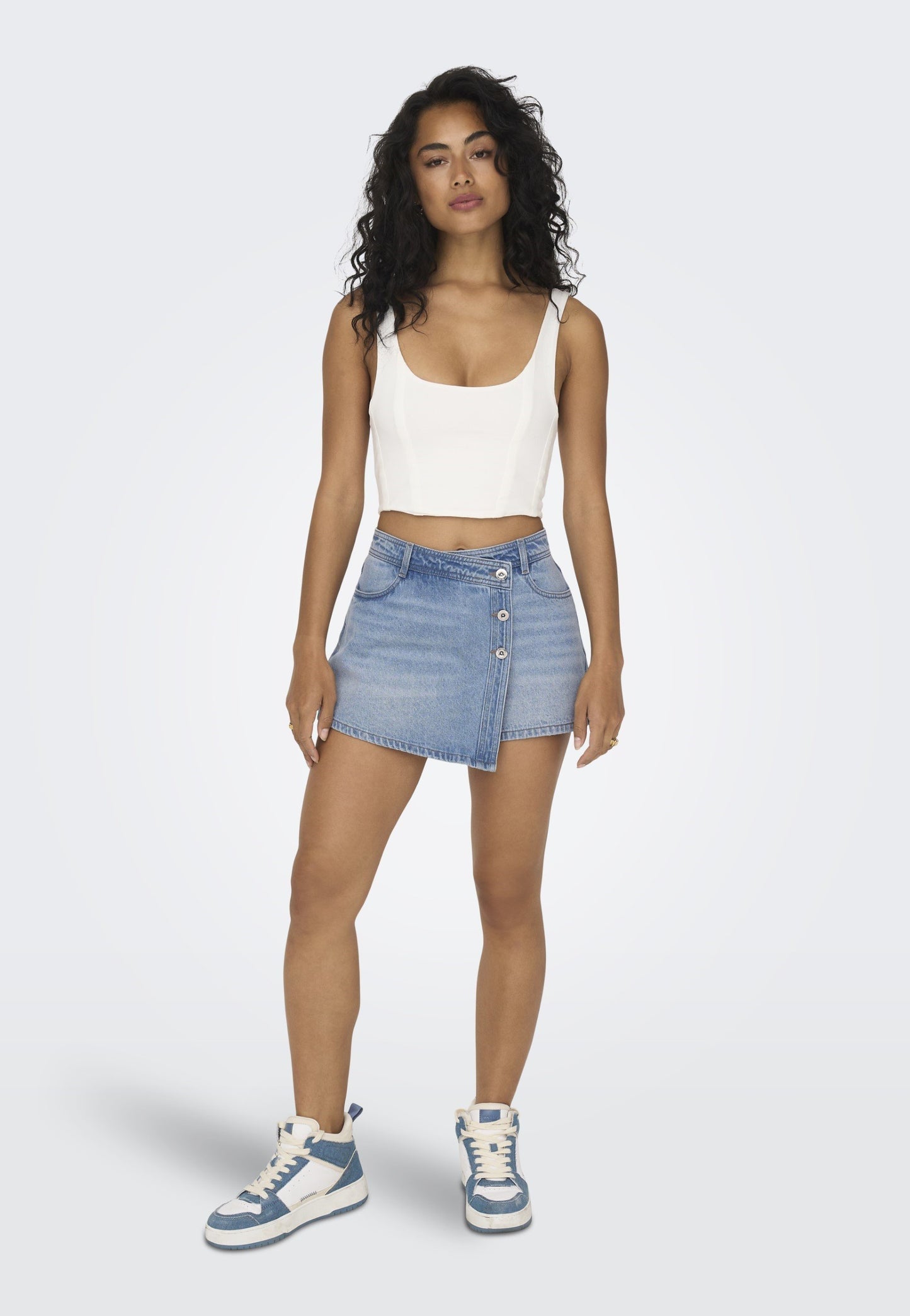 ONLY | ONLLESLY SKORT Saia-Calção Ganga Azul Claro | 100% Algodão