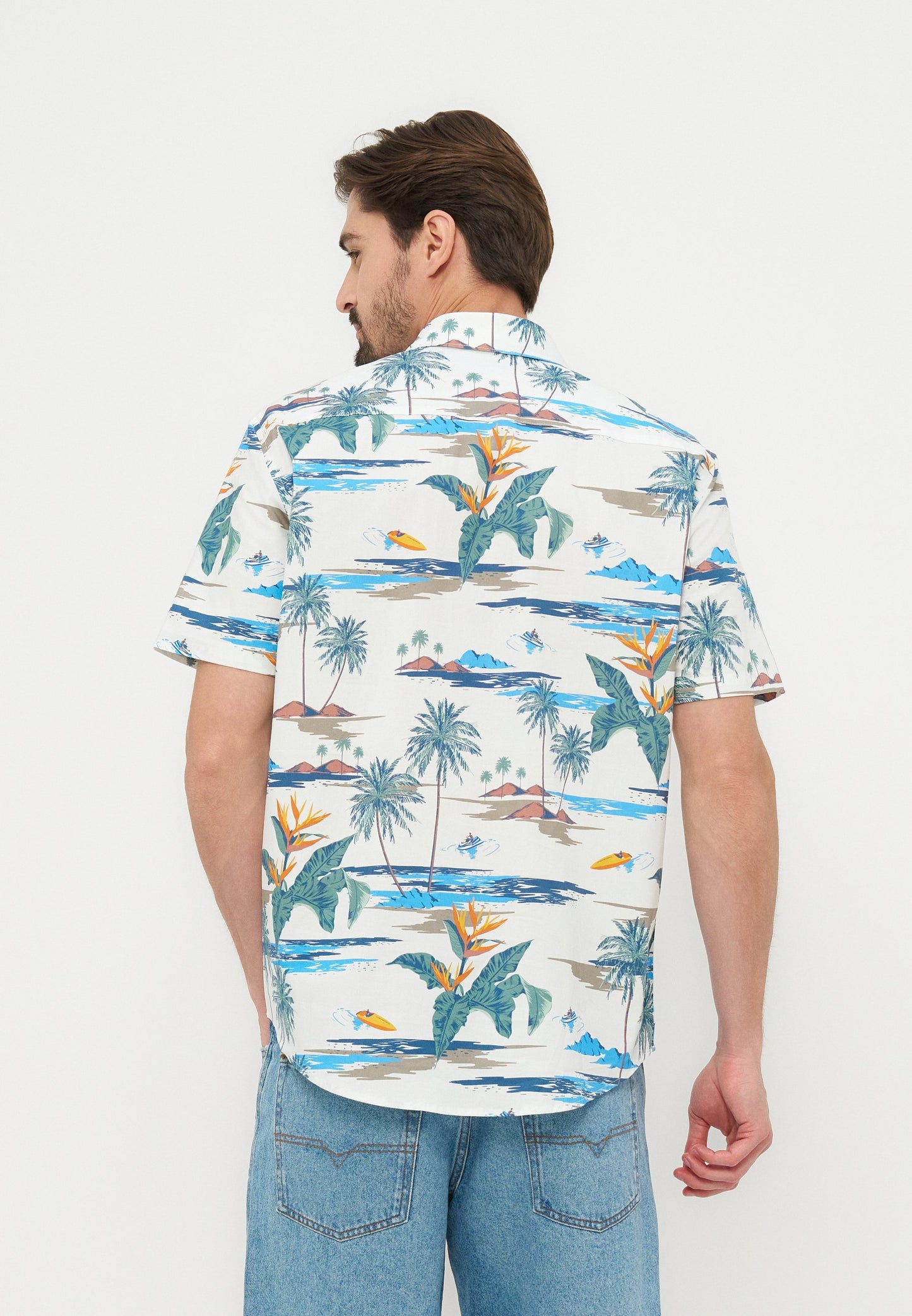 Pier One | Camisa Off White Estampada Semitransparente Algodão