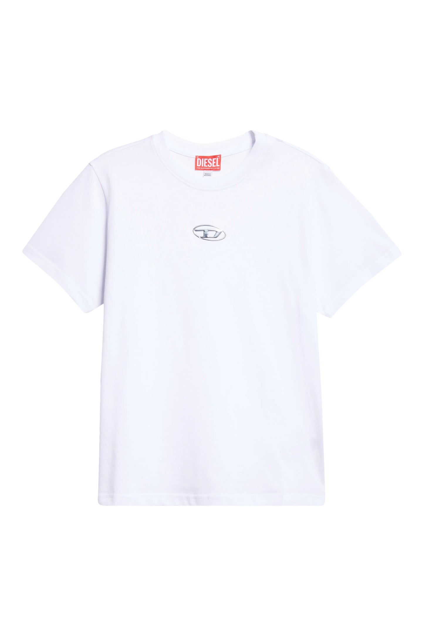 DIESEL — T-Shirt Metallic Oval D com Cutout em Algodão Orgânico