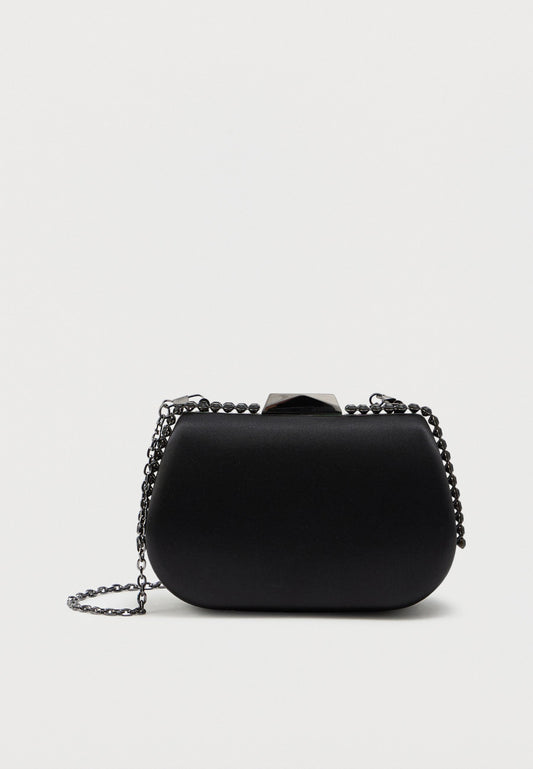 Mascara | Clutch Bag Preta com Strass e Alça a Tiracolo