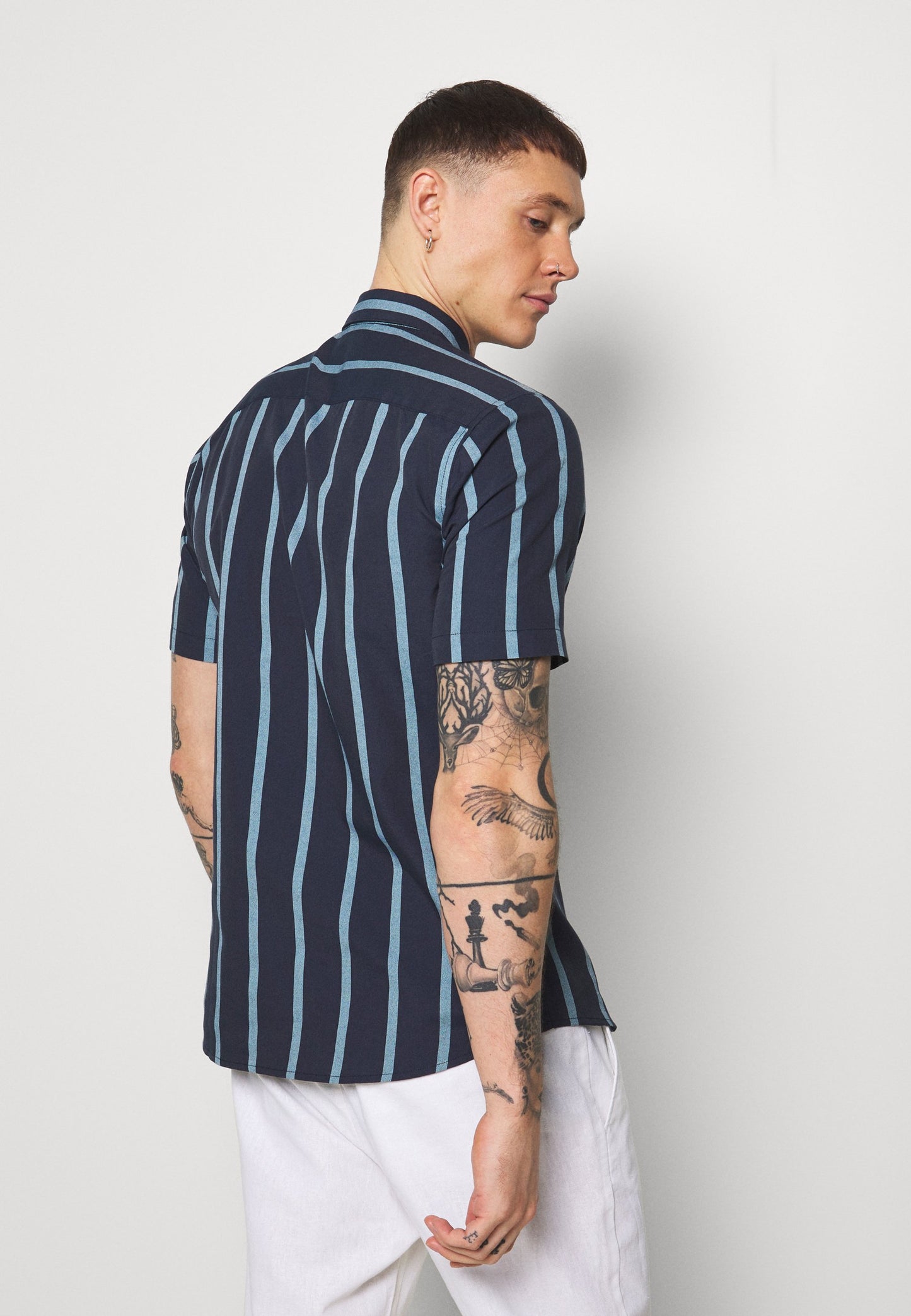 Only & Sons | ONSTRAVIS LIFE STRIPED Camisa Riscas Azul Marinho Piqué