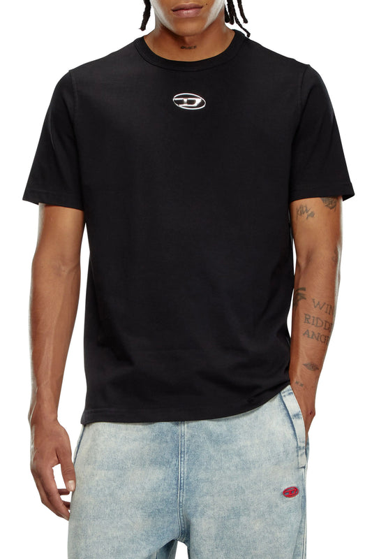 DIESEL — T-Shirt Metallic Oval D Logo em Algodão