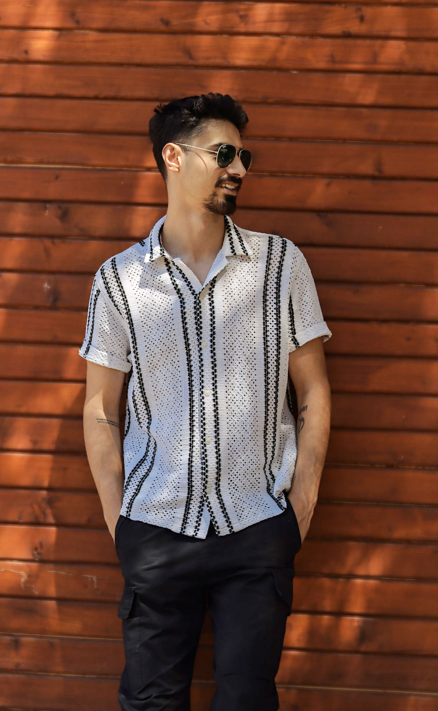 Camisa de Manga Curta Retrô Masculina