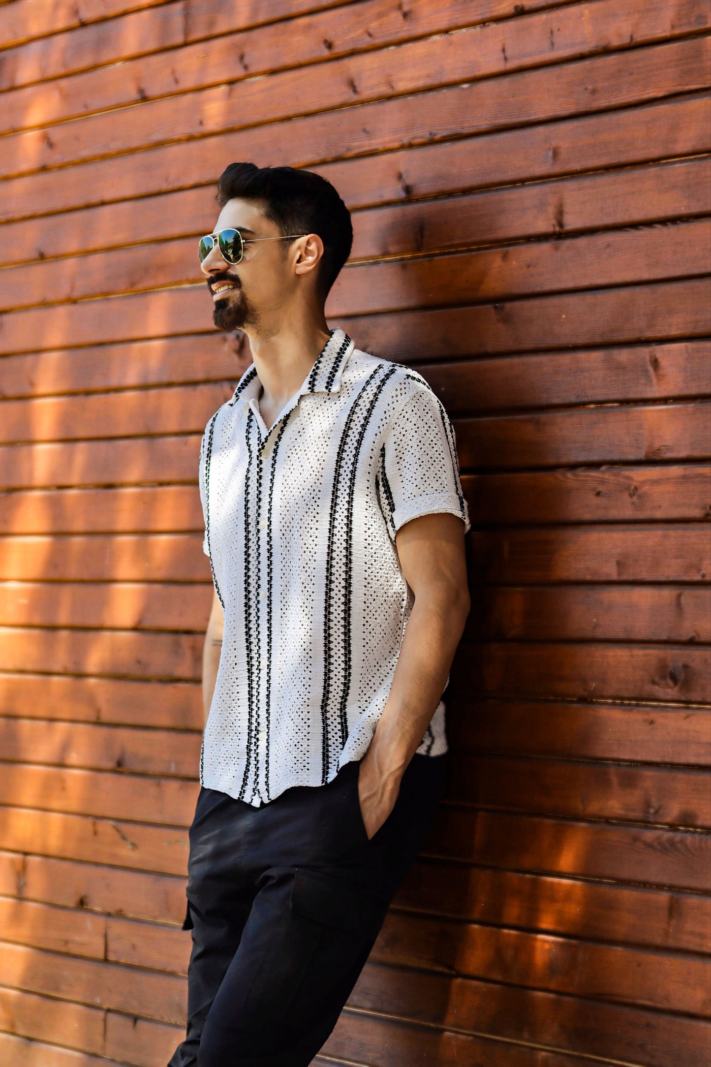 Camisa de Manga Curta Retrô Masculina