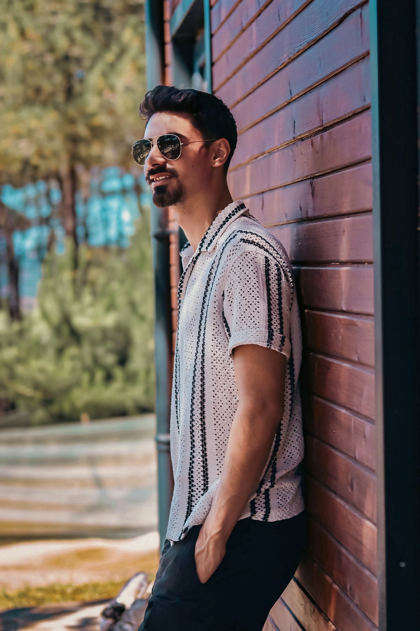 Camisa de Manga Curta Retrô Masculina