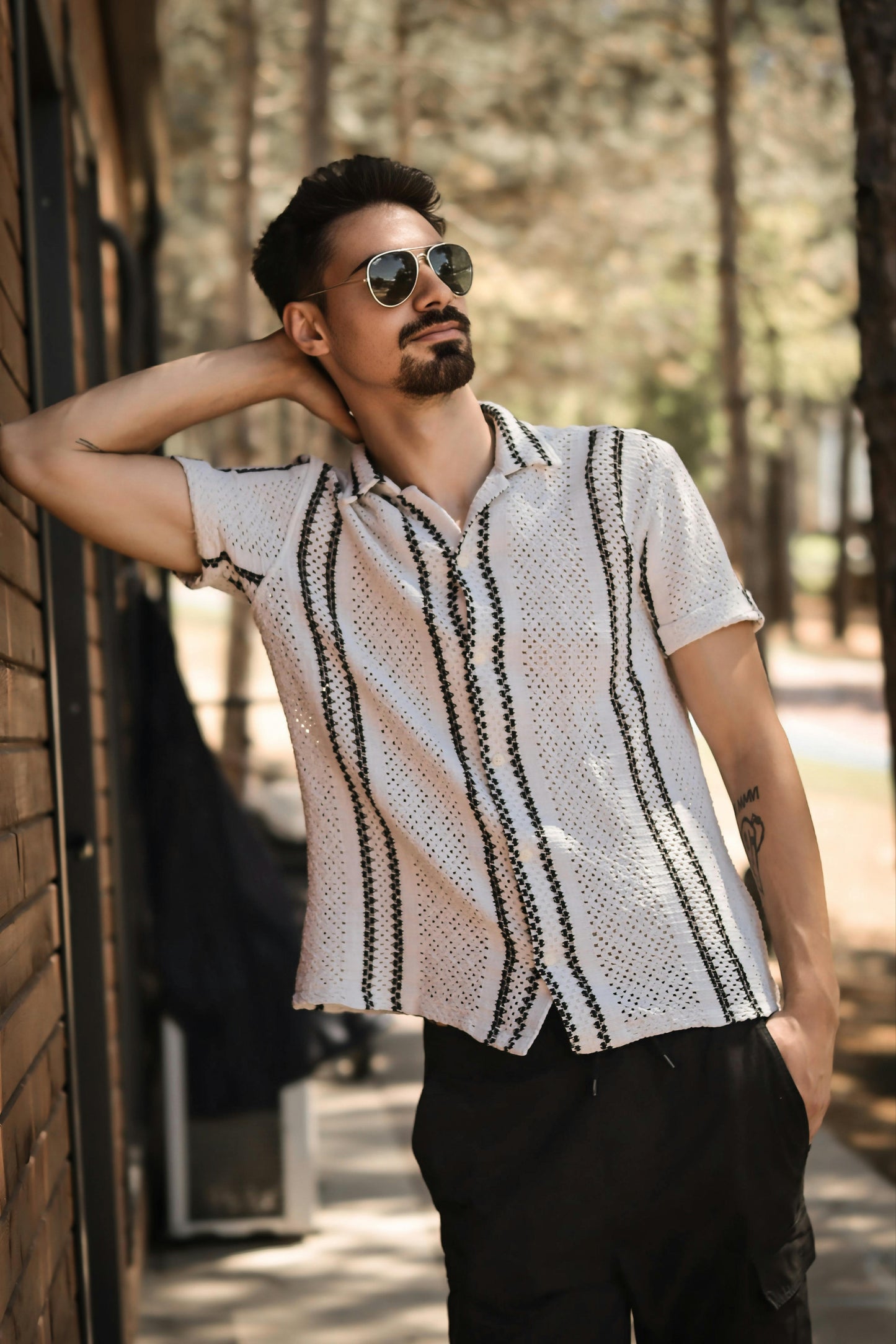 Camisa de Manga Curta Retrô Masculina