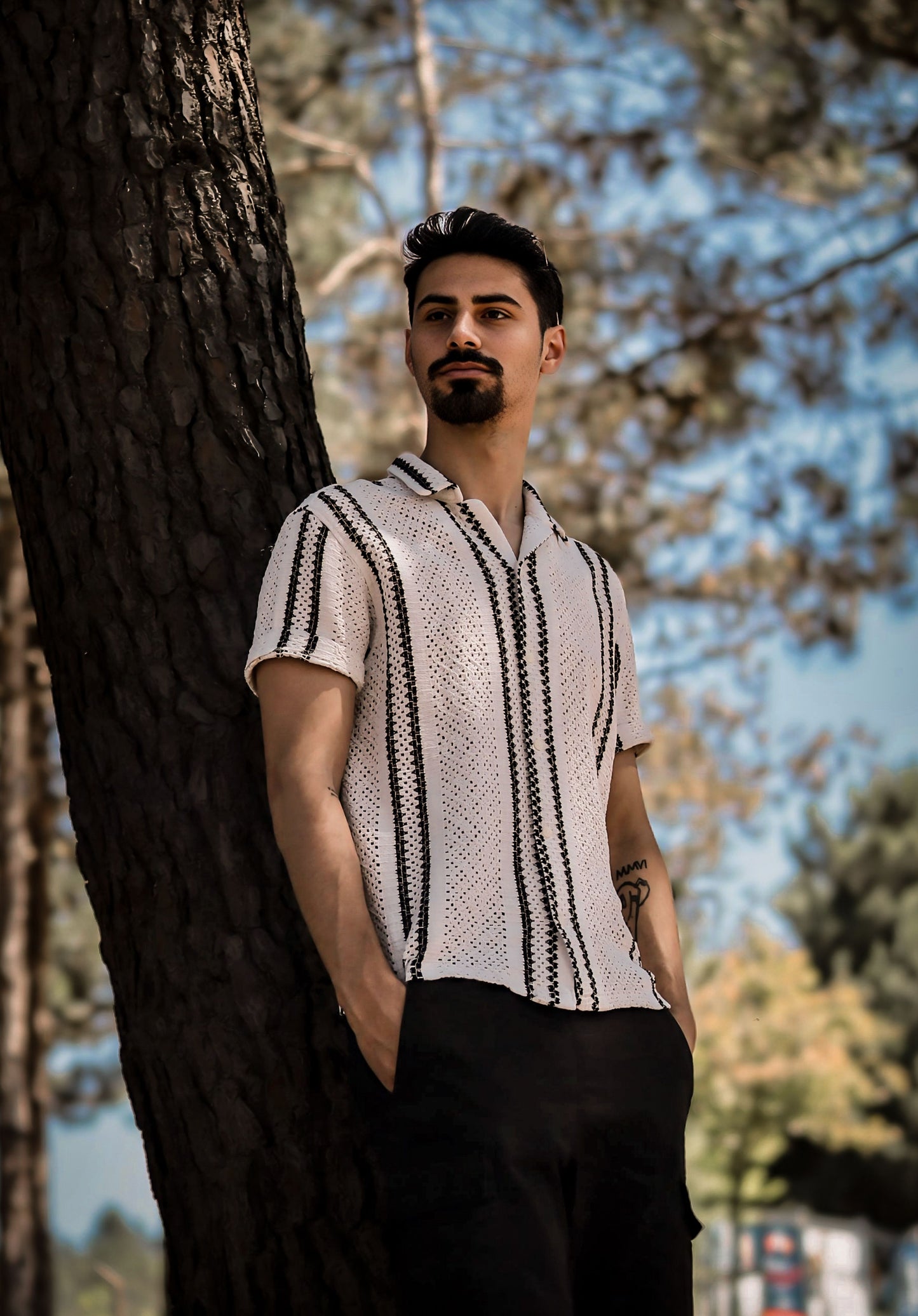 Camisa de Manga Curta Retrô Masculina